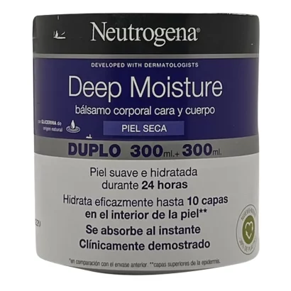 Neutrogena Duplo Bálsamo Corporal Hidratación Profunda Cara Y Cuerpo 300Ml+ 300Ml
