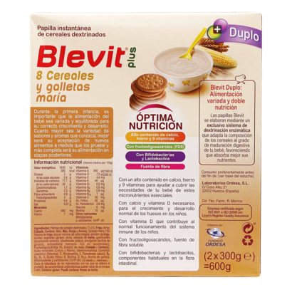 BLEVIT PLUS DUPLO 8 CEREALES AL ESTILO BIZCOCHO 2X300 GR - Pharmasalus