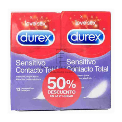 Durex  Sensitivo Contacto Total  12 U  Pack Sensitivo Contacto 50% 2 Unidad