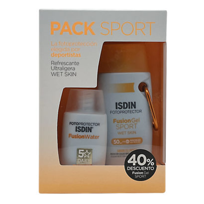 Isdin Fusion Water Spf50+ 50Ml Pack Sport Fusion Gel Wet Skin Spf50+ 100Ml