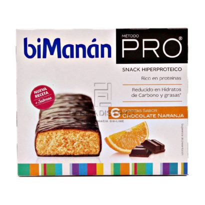 Bimanan Pro Snack Hiperproteico Sabor Chocolate Y Naranja 27G X 6 Barritas