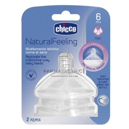 Chicco Natural Feeling Tetina Silicona Flujo Rápido +6 Meses 2 Unidades
