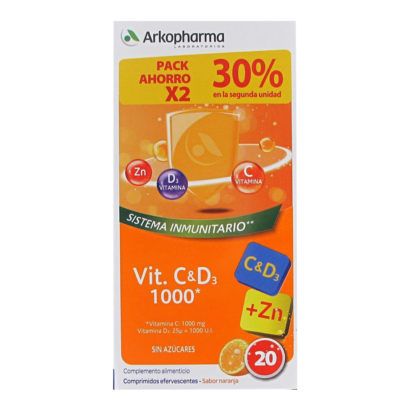 Arkopharma Vitamina C Y D3 1000 + Zinc Pack 2 X20 Comprimidos